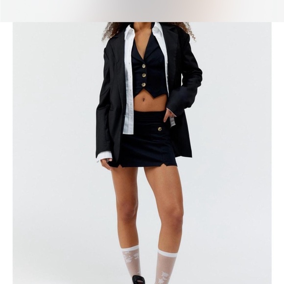 UO Black Buttoned Vest and Skirt Set - Picture 2 of 5